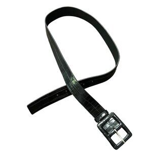 New York & Company Black Croc Belt Square Buckle Size Medium Genuine Leather